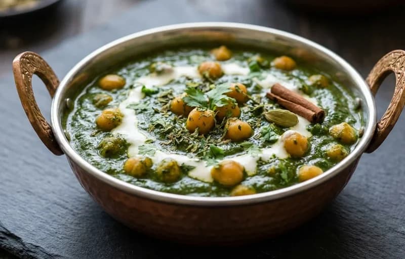 Chickpea Spinach Korma with Naan - Recipe 1