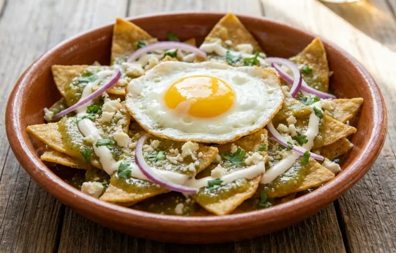 Chilaquiles Verdes, Queso Fresco and Mexican Crema - Recipe 1