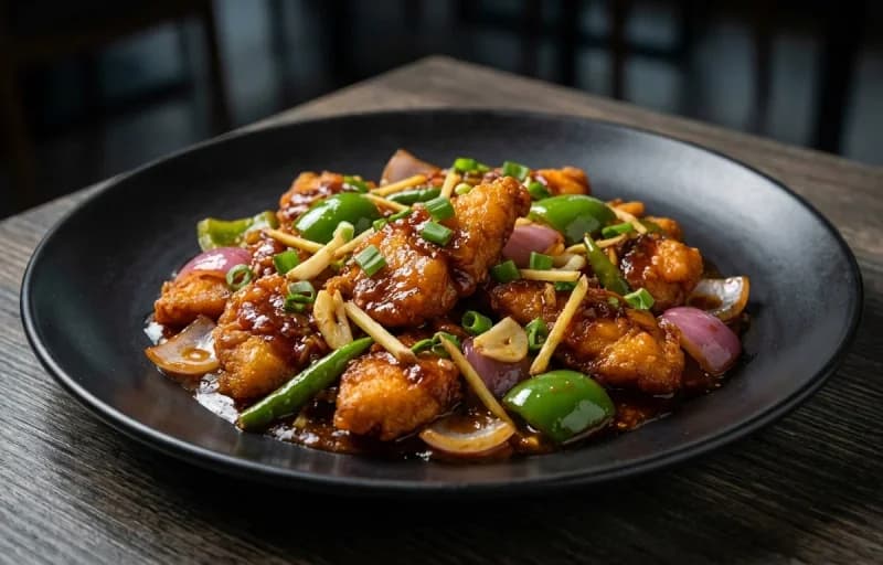 Chilli Fish Dry with Egg Hakka Noodles - Recipe 1