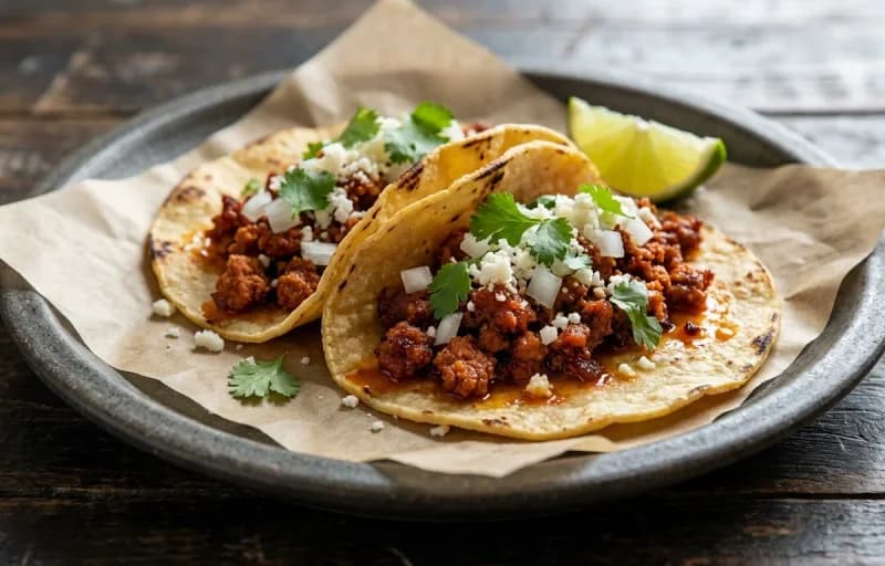 Chorizo Tacos, Mashed Potatoes, Lachha Pyaaz and Cilantro Lime Rice - Recipe 1