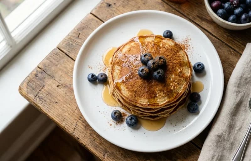 Pancakes with Berries, Maple Syrup, and Apple Slices - Recipe 1
