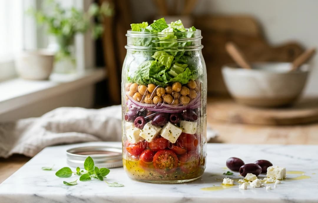 Classic Mason Jar Greek Salad