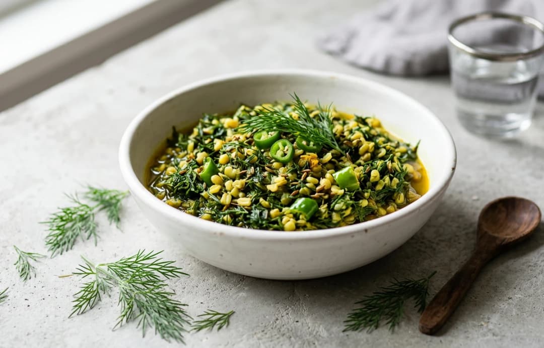 Classic Shepu Bhaji with Moong Dal