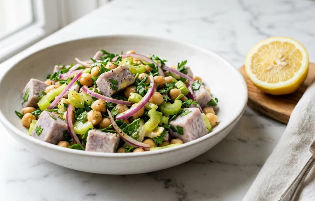 Cool Taro & Chickpea Salad