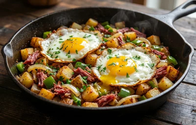 Corned Beef Hash Skillet, Poached Eggs and Hollandaise Sauce - Recipe 1