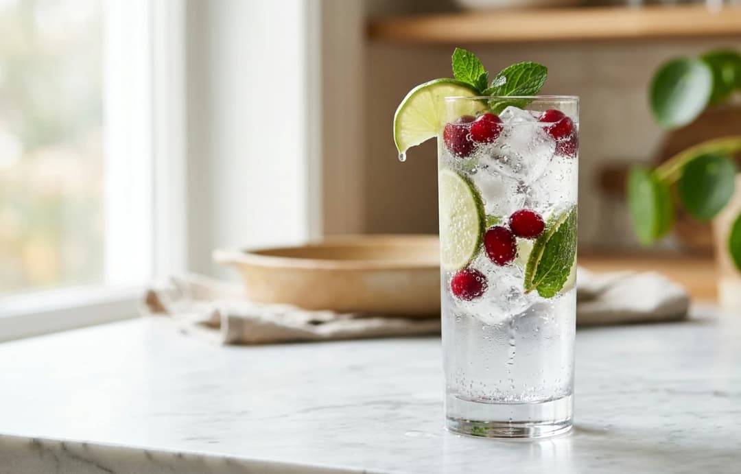 Cranberry-Lime Sparkling Water