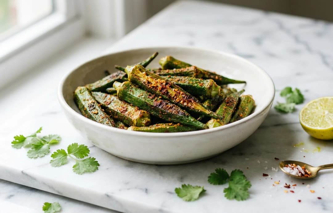 Crispy Spiced Air-Fryer Okra