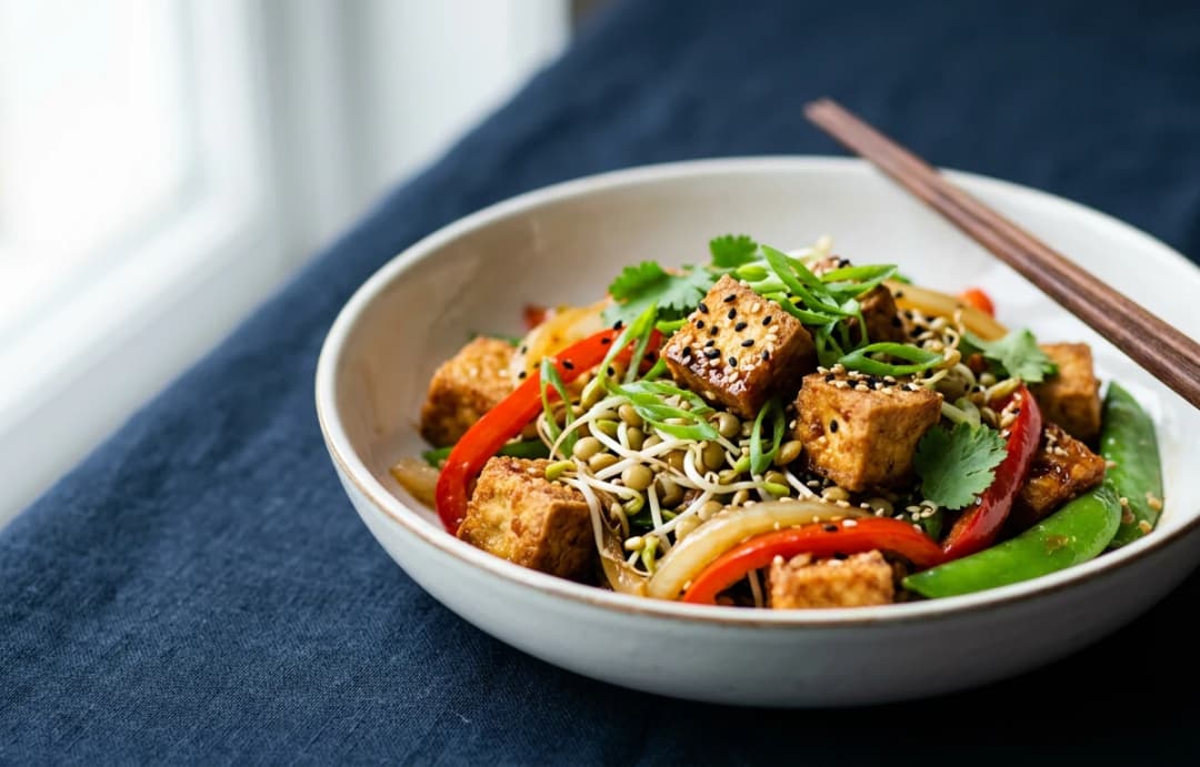 Crispy Tofu & Sprout Stir-fry