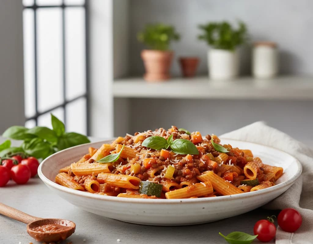 Vegetable Lentil Marinara Pasta