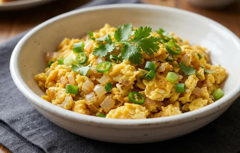 Dim Bhaji with Spring Onion, Roti and Mango Pickle - Recipe 1