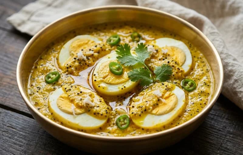 Dim Shorshe Bhapa with Sada Bhat - Recipe 1