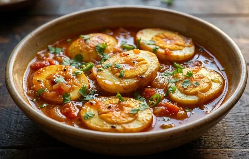 Dimor Bor Tenga, Steamed Basmati Rice and Aloo Bhaji - Recipe 1