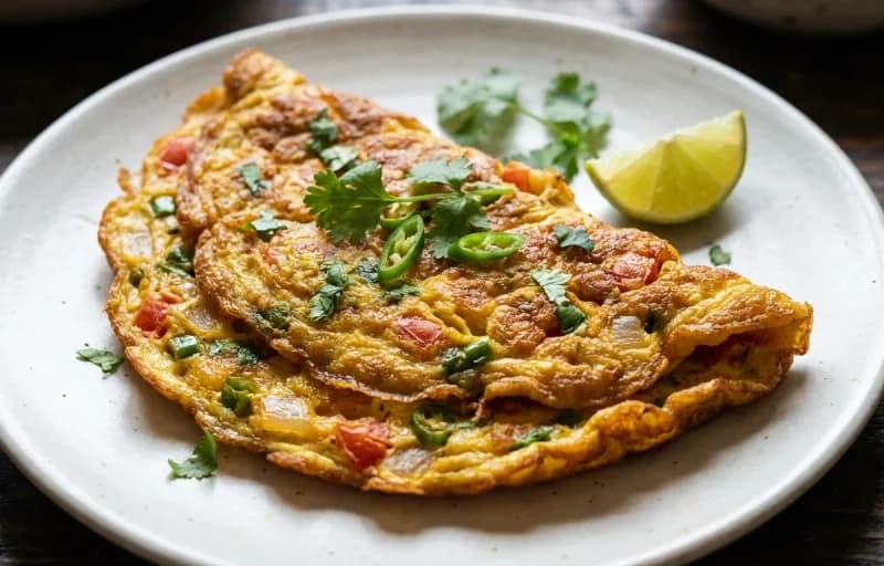 Duck Egg Masala Omelette with Roti - Recipe 1