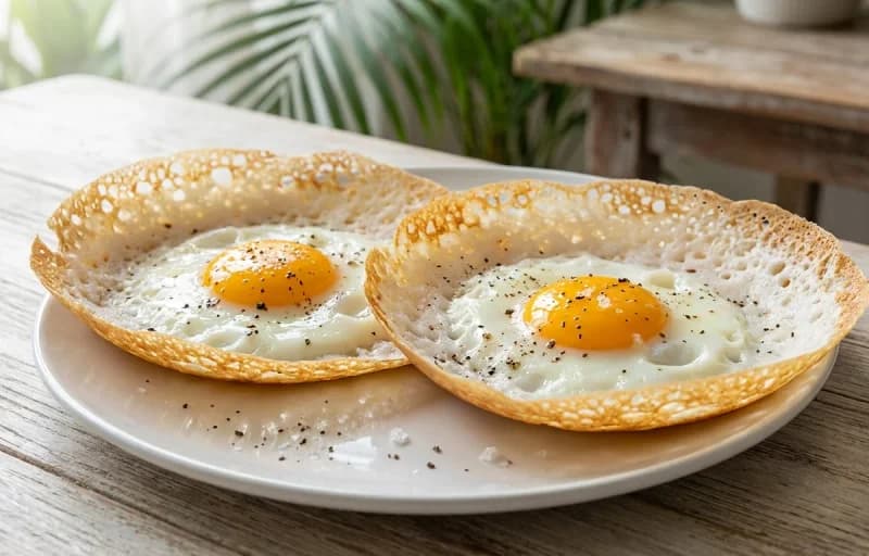 Egg Appam with Sweetened Coconut Milk - Recipe 1