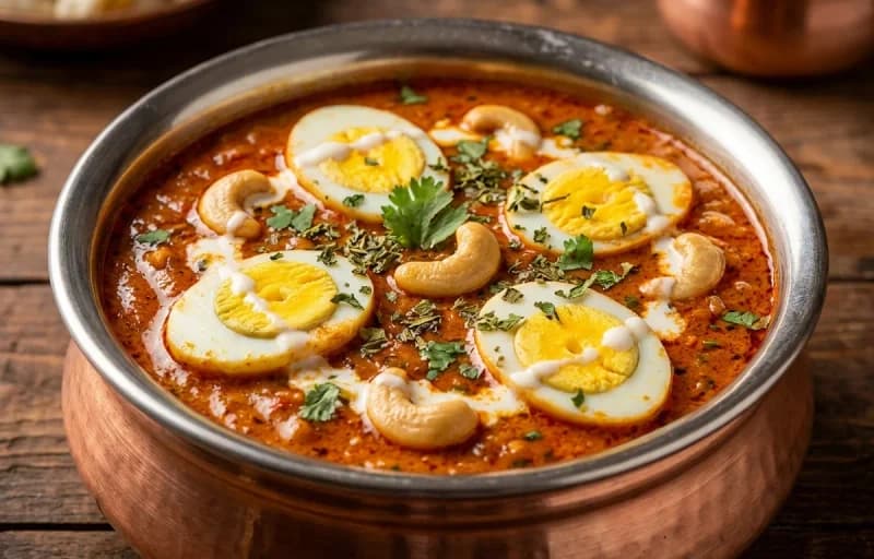 Egg Kaju Curry, Chapati and Koshimbir - Recipe 1