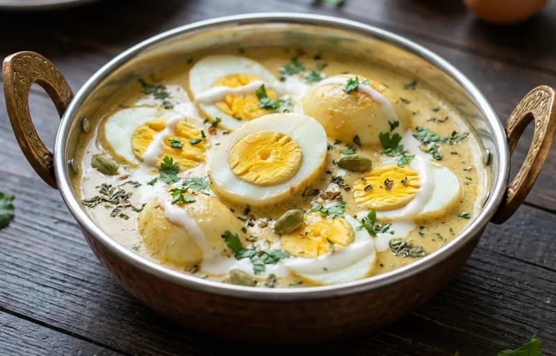 Egg Malai Masala with Garlic Naan - Recipe 1
