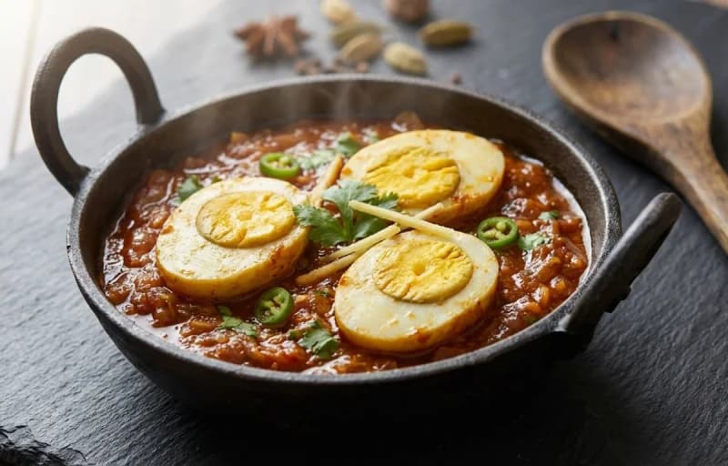 Egg Masala Fry, Amti Dal and Steamed Basmati Rice - Recipe 1