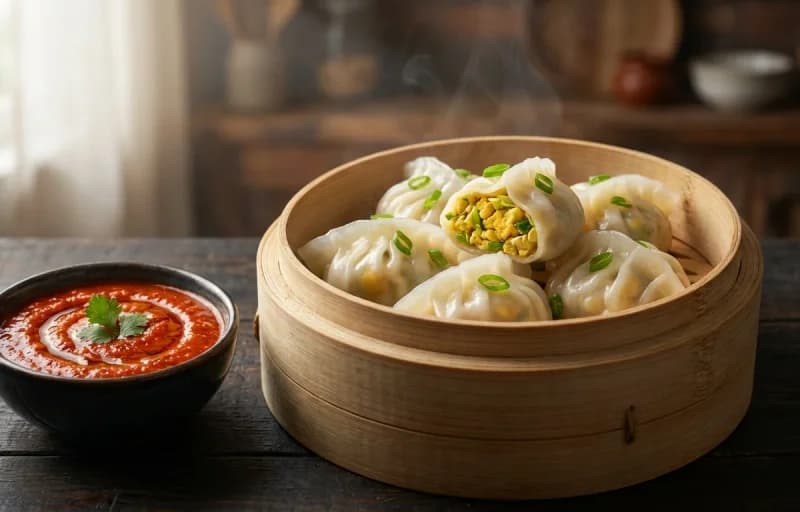 Egg Momos with Schezwan Dip - Recipe 1
