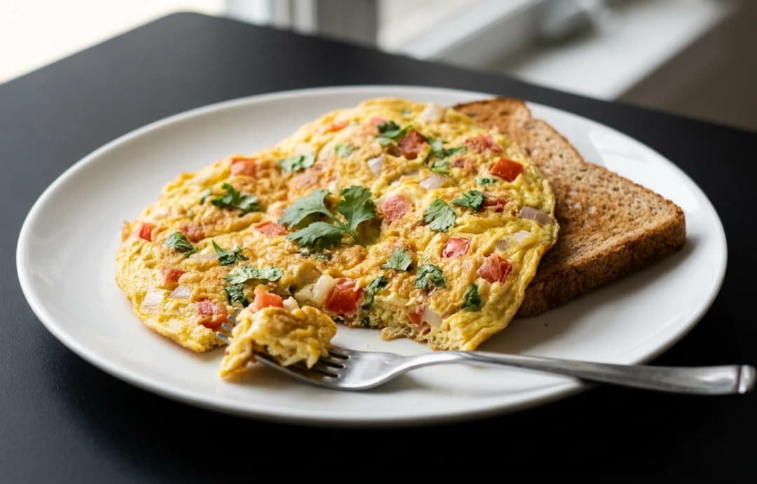 Egg Omelette with Brown Bread