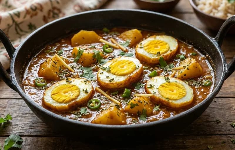 Egg Potato Curry with Boiled Rice - Recipe 1
