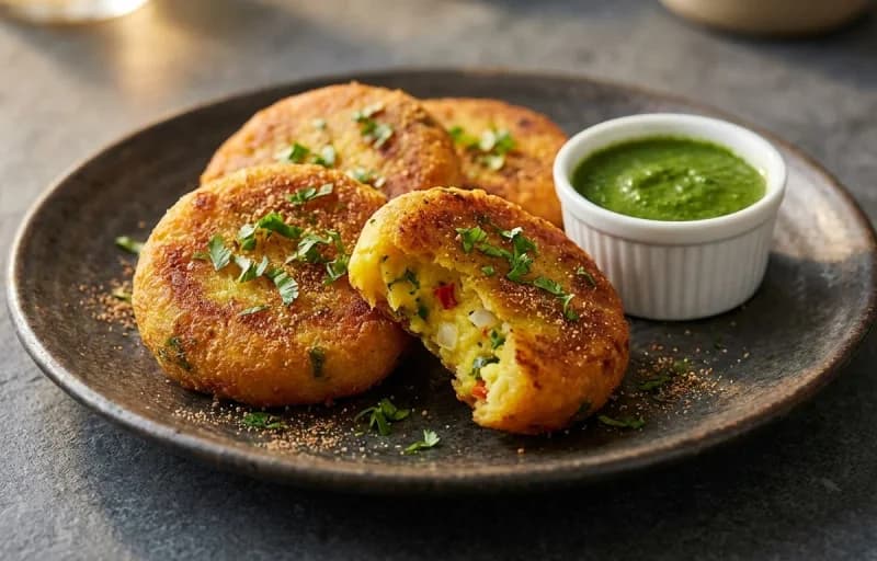 Egg Potato Tikki with Coriander Chutney - Recipe 1