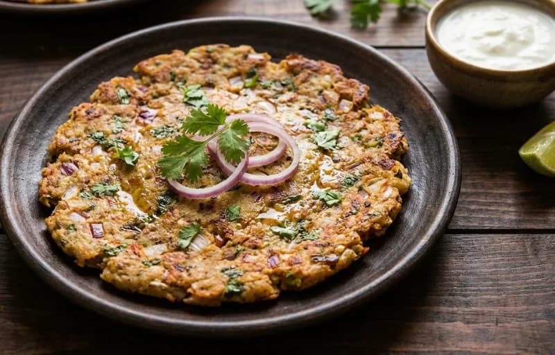 Egg Thalipeeth, White Butter and Green Chili Thecha - Recipe 1