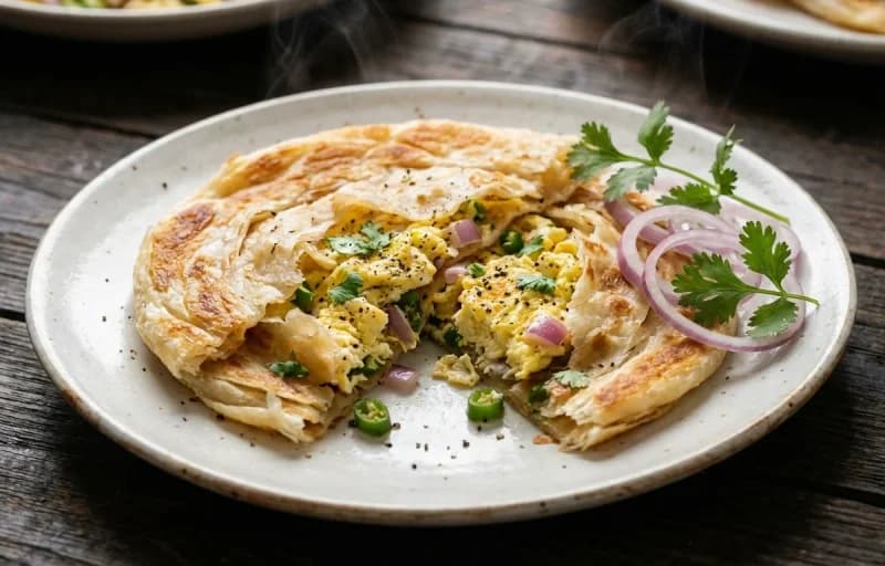 Egg Veechu Parotta with Plain Salna - Recipe 1