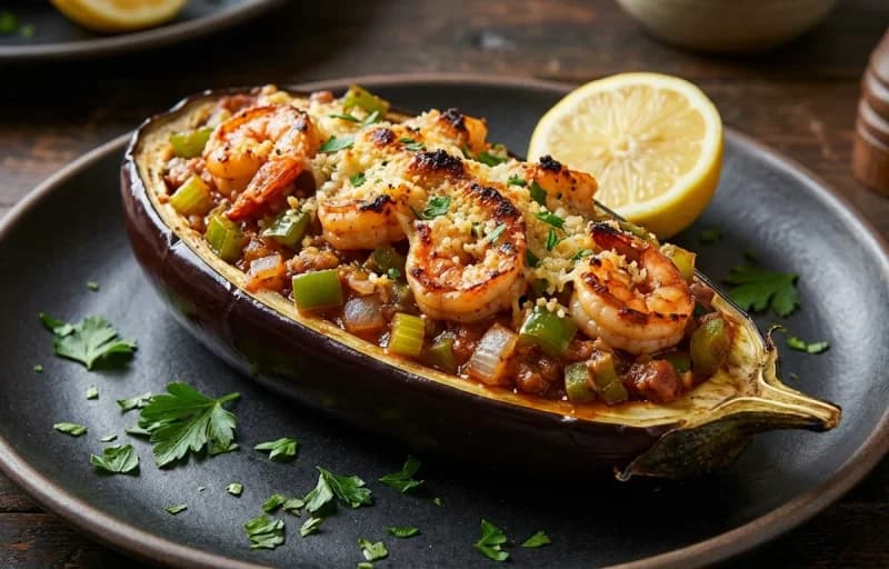 Eggplant Pirogue with Side Salad - Recipe 1