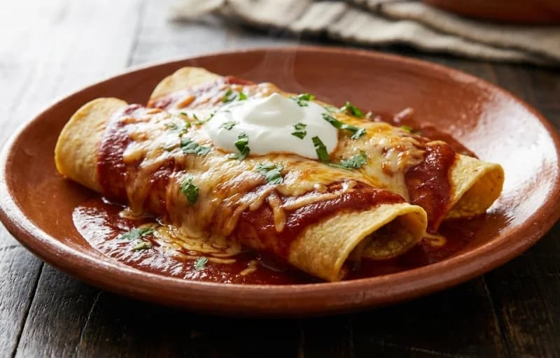 Enchiladas Rojas, Mexican Rice and Tex-Mex Refried Beans - Recipe 1
