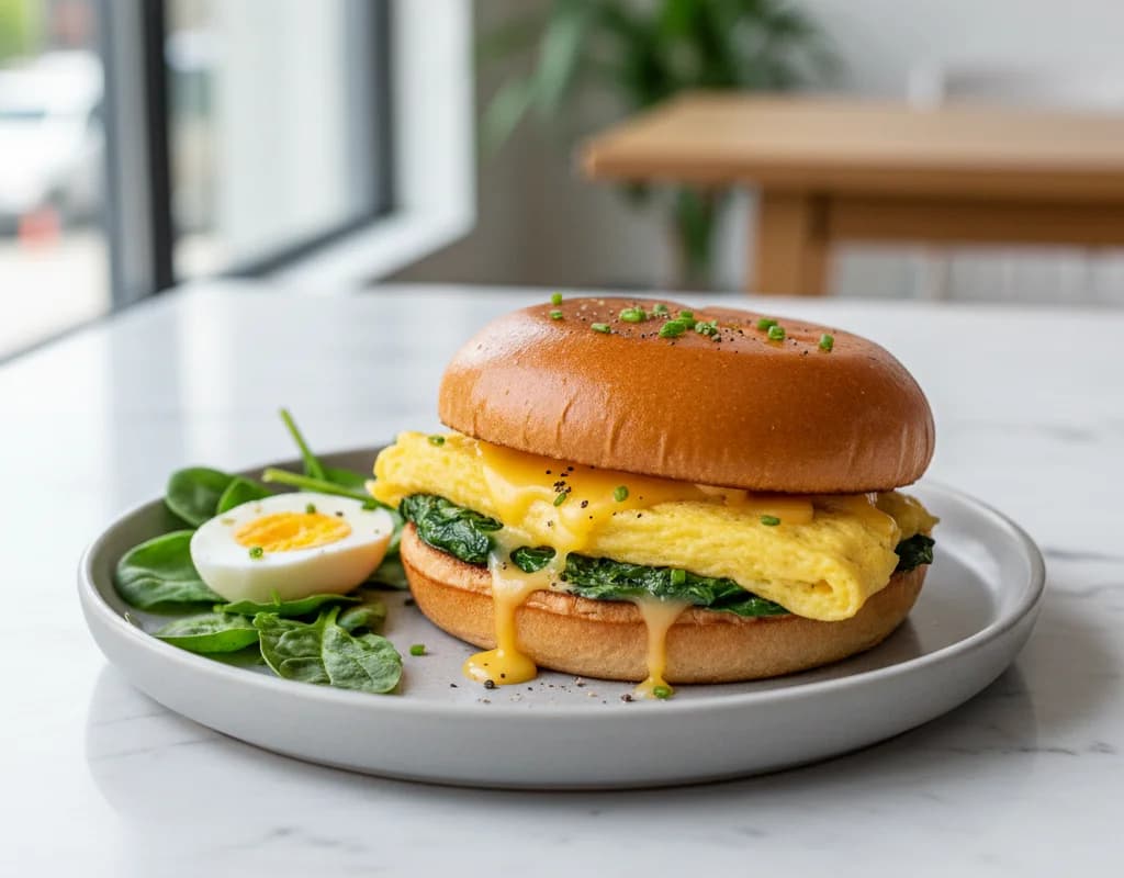 Egg, Spinach, and Cheese Breakfast Sandwich