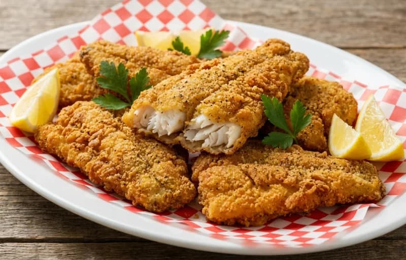 Fried Perch, Potato Pancakes and Cinnamon Applesauce - Recipe 1