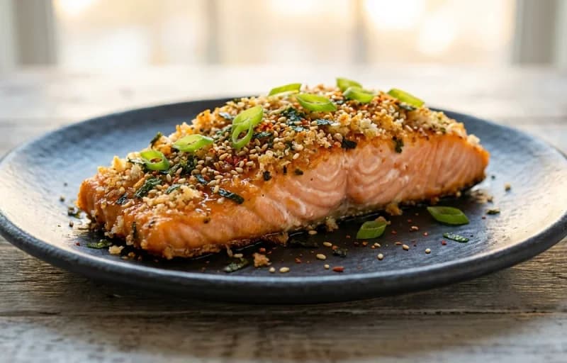 Furikake Salmon, Jasmine Rice and Steamed Asparagus - Recipe 1