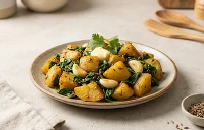 Garlic Aloo Palak Sabzi