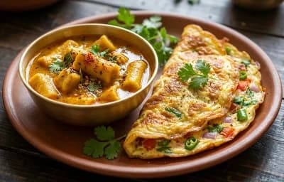 Gatte ki Sabzi with Omelette
