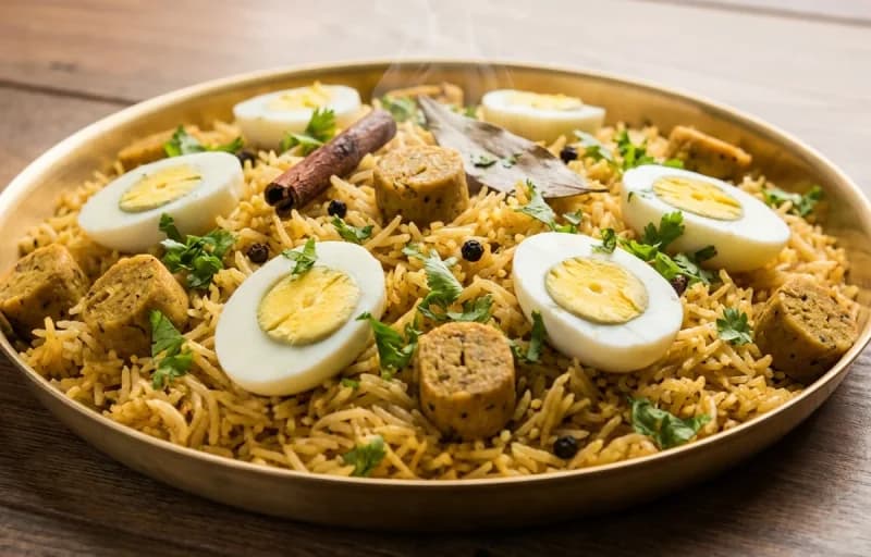 Gatte Pulao with Egg with Dahi - Recipe 1