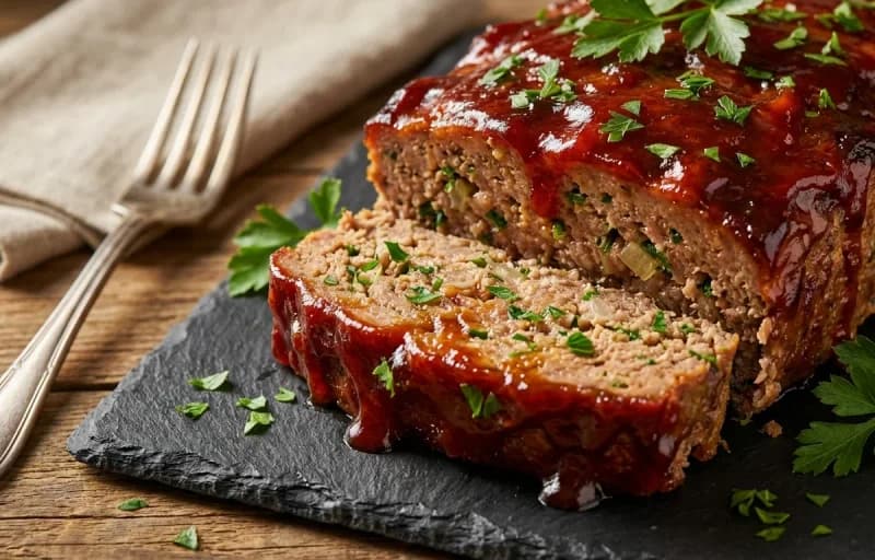 Glazed Meatloaf, Loaded Baked Potato and Creamed Spinach - Recipe 1