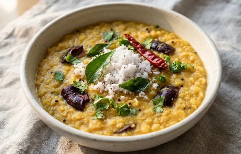 Goan Dal Toy, Ukda Tandul and Tambdi Bhaji - Recipe 1