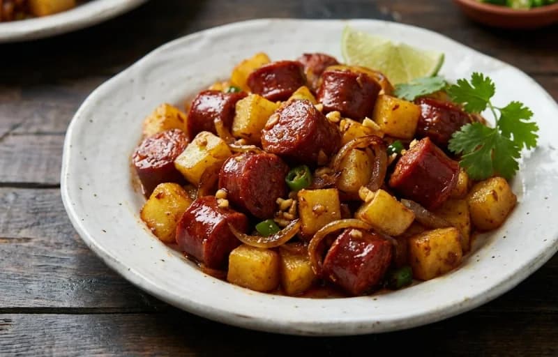 Goan Sausage Fry, Ladi Pav and Onion Salad - Recipe 1