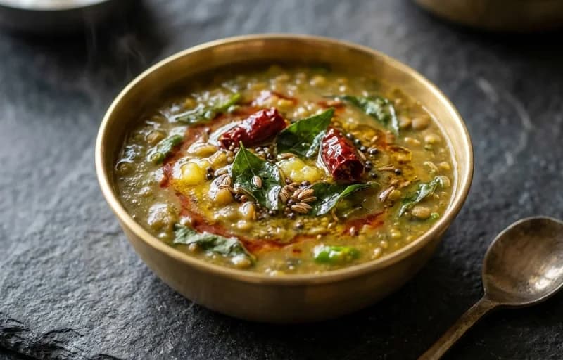 Gongura Pappu, Steamed Basmati Rice and Roasted Papad - Recipe 1