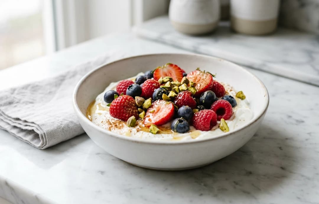 Greek Yogurt Bowl with Berries & Pistachios