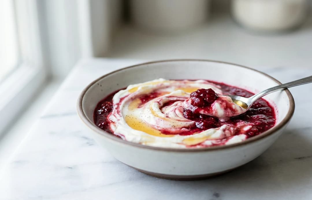 Greek Yogurt with Warm Raspberry Compote