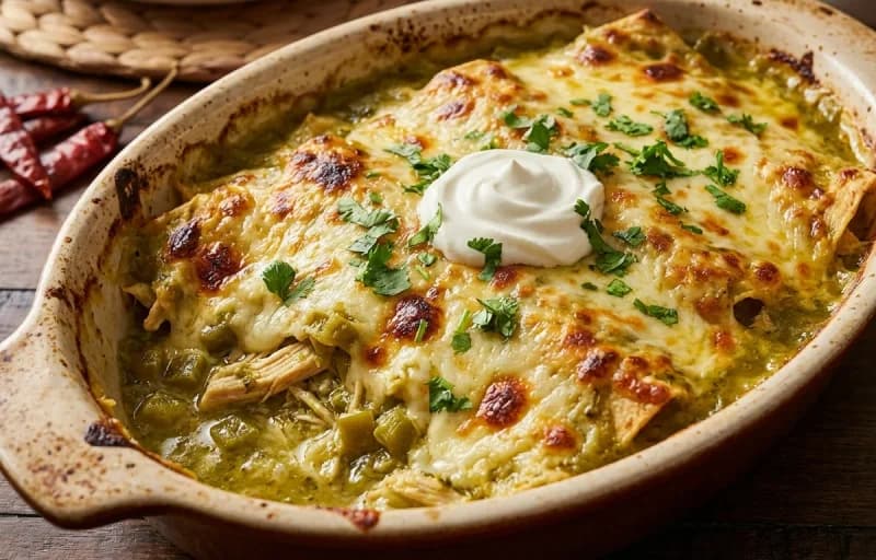 Green Chile Chicken Enchilada Casserole with Side Salad - Recipe 1