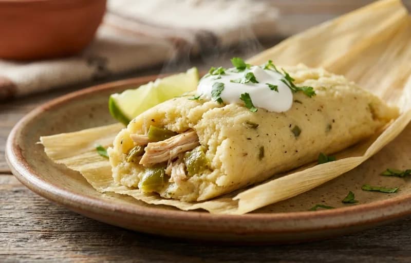 Green Chile Chicken Tamales, Roasted Salsa Verde and Savory Black Beans - Recipe 1