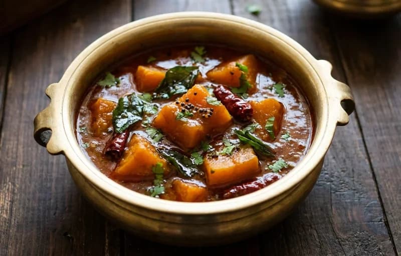 Steamed Basmati Rice, Gummadikaya Pulusu and Beans Fry - Recipe 2