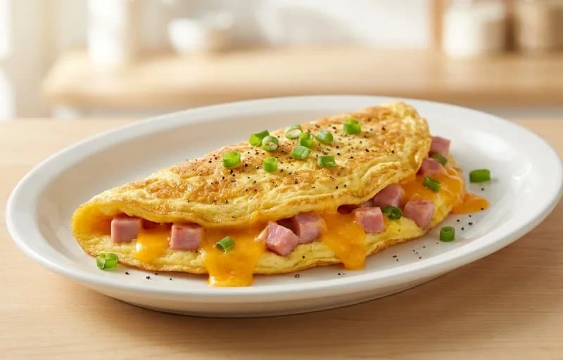 Ham and Cheese Omelet, Hash Browns and Suji Toast - Recipe 1