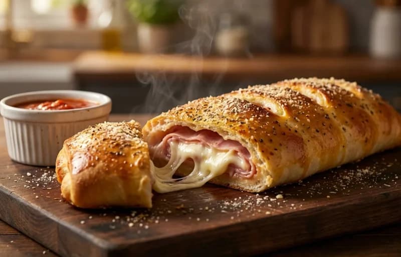 Ham and Mozzarella Stromboli