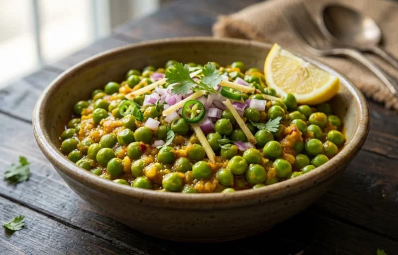 Hare Matar ki Ghugni with Roti - Recipe 1