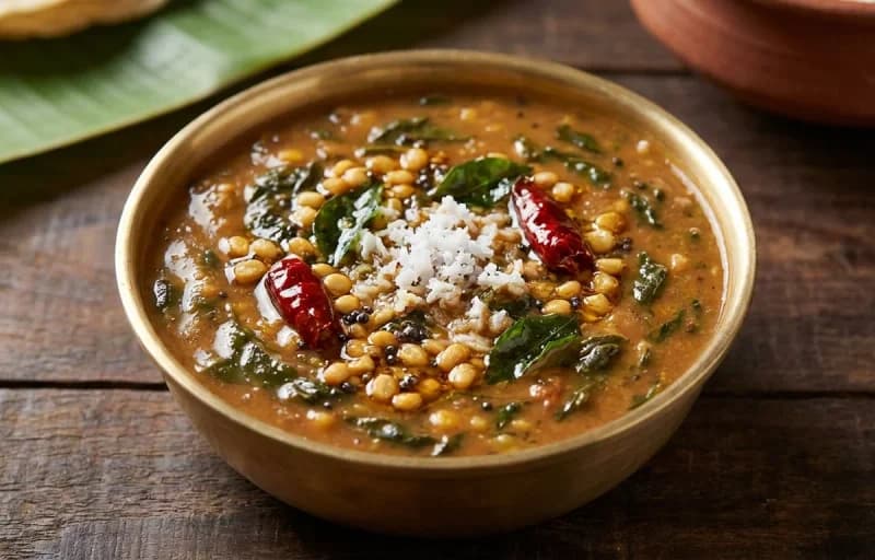 Boiled Rice, Harive Soppu Koddel and Cabbage Palya - Recipe 2