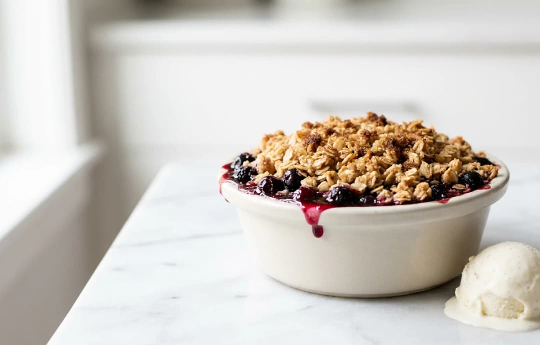 Healthy Blackcurrant & Oat Crumble