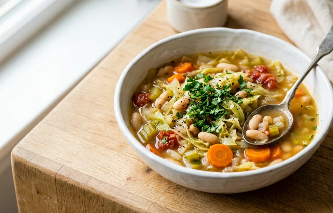 Hearty Cabbage and White Bean Soup